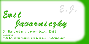 emil javorniczky business card